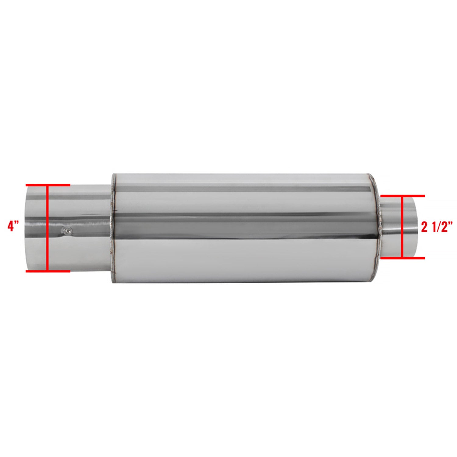 Universal 2.5" Inlet/4" Outlet S.Steel Spiral Flow Exhaust Muffler w/ Silencer