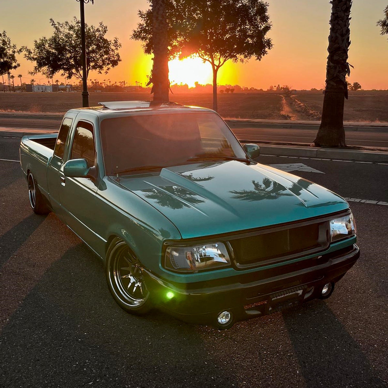 1993-1997 Ford Ranger Factory V2 Headlights w/Corner Lights Matt Black/Clear