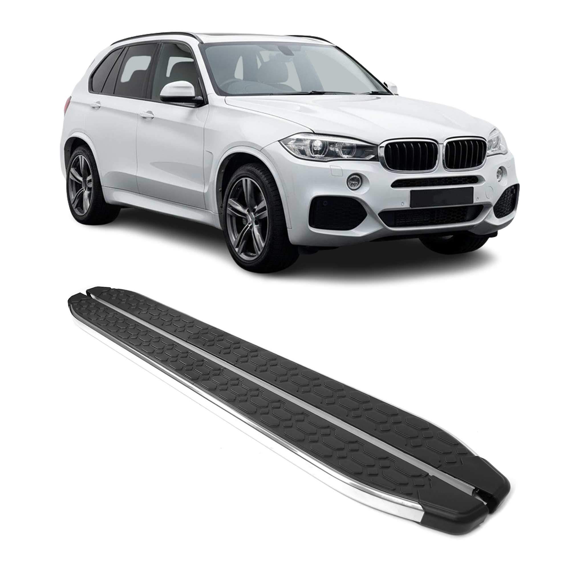 2014-2018 BMW X5 F15-F85 Running Boards Side Steps Silver & Black