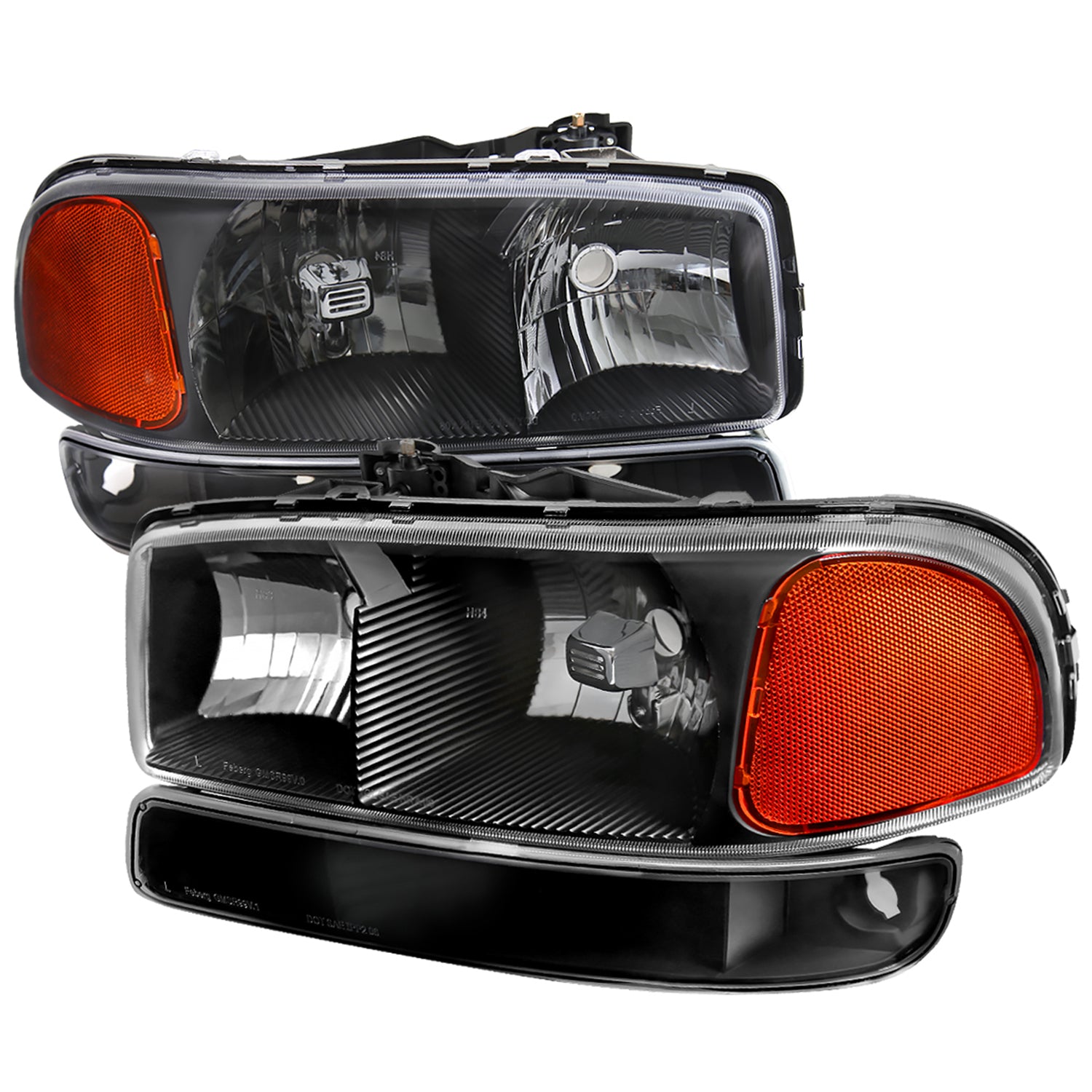 1999-2007 GMC Sierra/Yukon/Yukon XL Factory Crystal Headlights Amber & Black