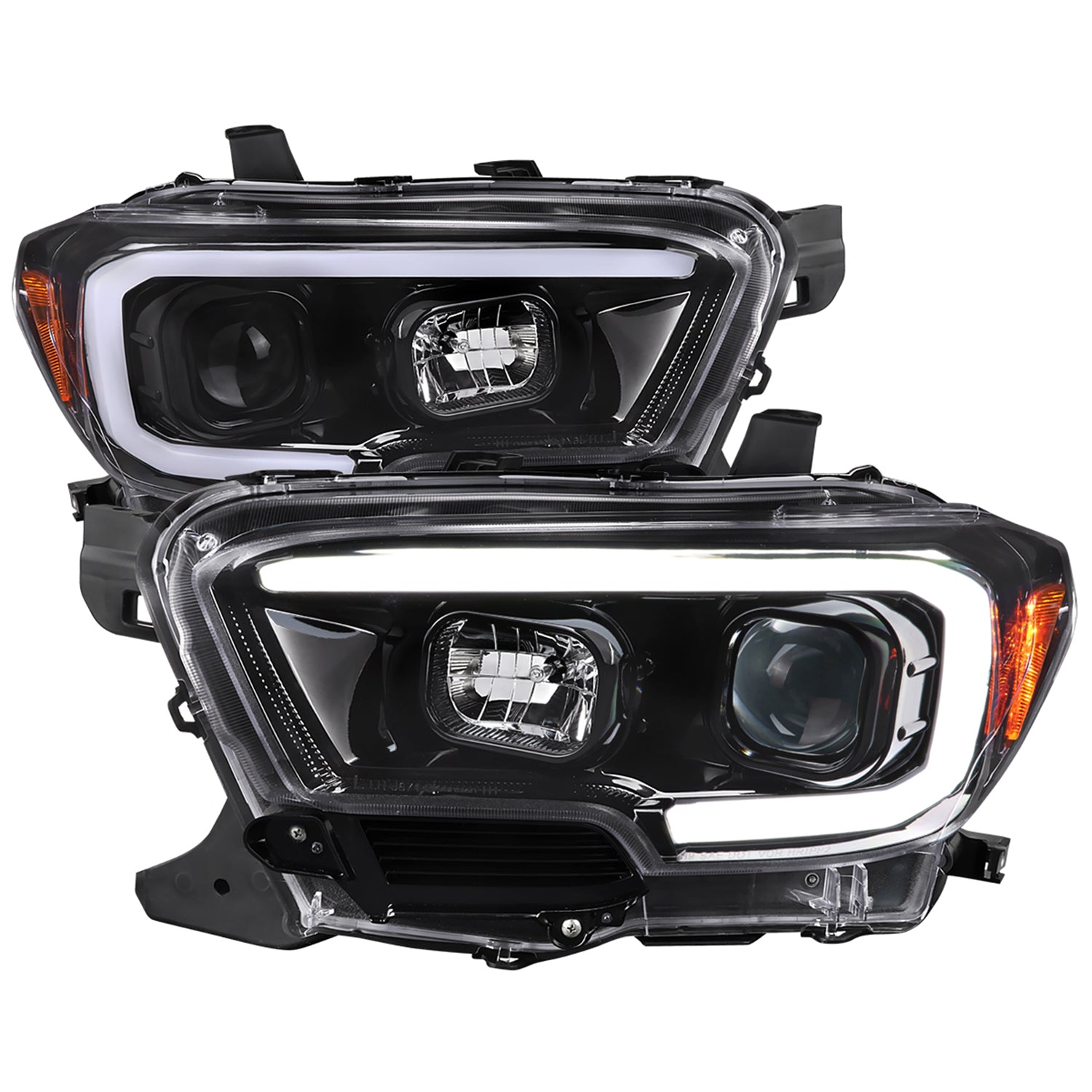 2016-2023 Toyota Tacoma Switchback LED C-Bar Projector Headlights Glossy Black