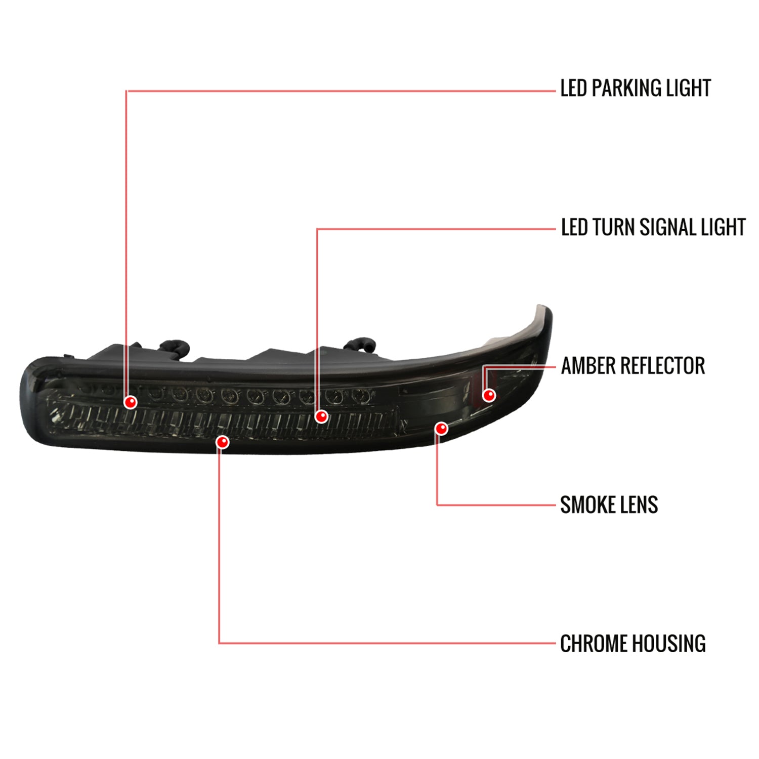 1999-2002 Chevy Silverado/Suburban/Tahoe Headlights LED Corner Signal Chrome