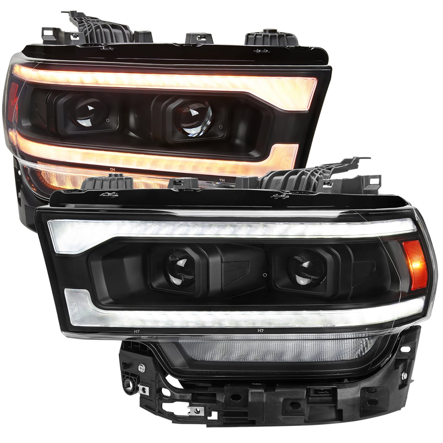 2019-2024 Dodge RAM 2500/3500/4500/5500 LED Signal Projector Headlights Black