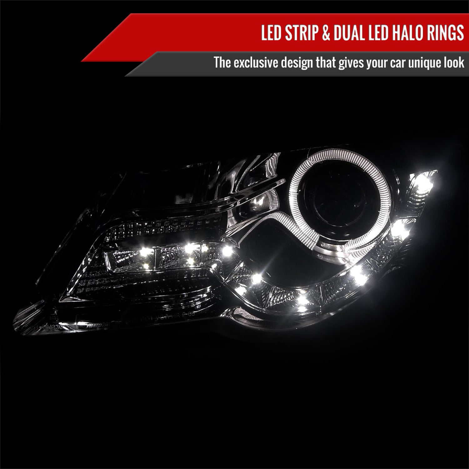 2006-2010 VW Passat Halo Projector Headlights R8 LED Light Strip Chrome