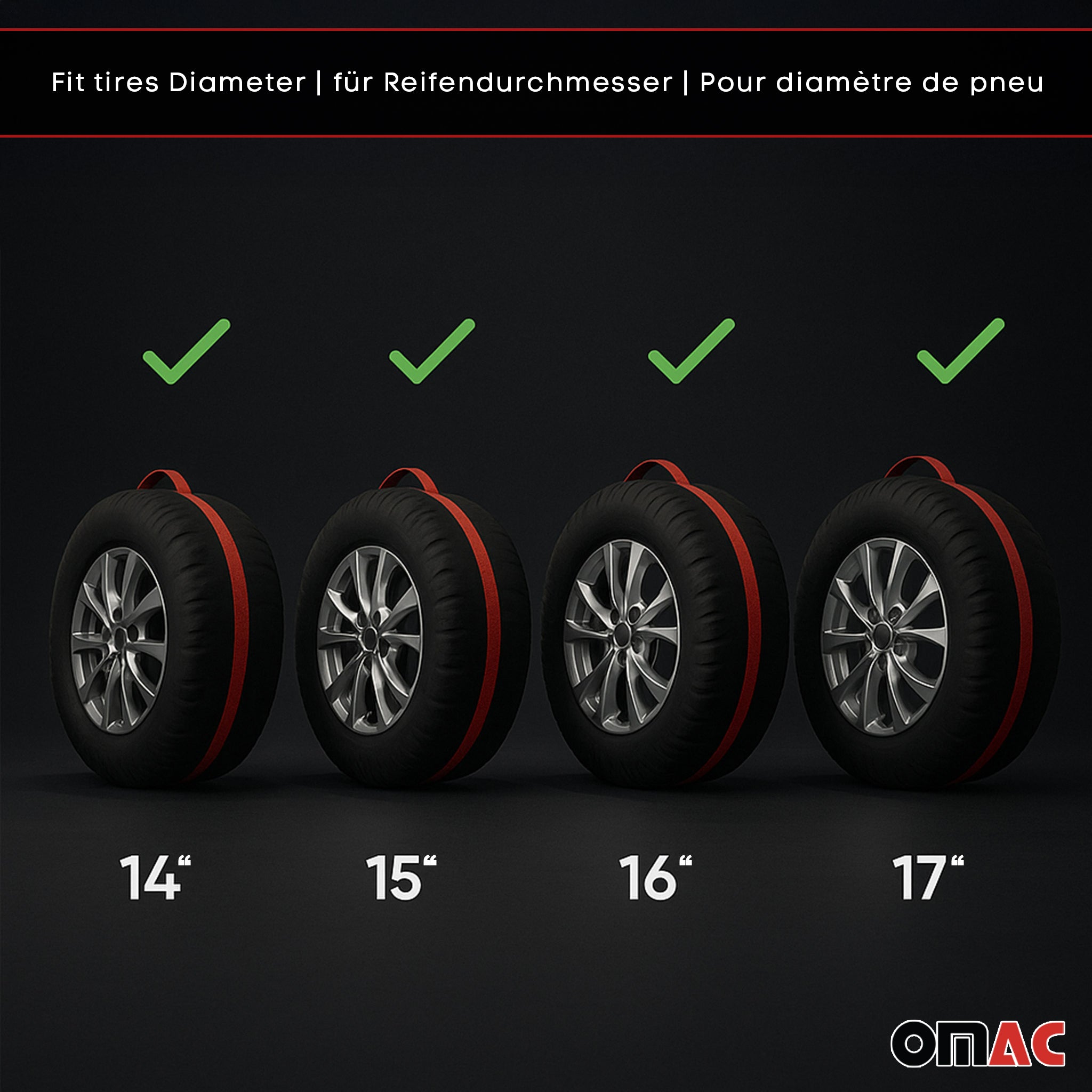 4 Pcs 14''-17" Car Spare Tire Cover Wheel Storage Bag Auto Protector Accessories