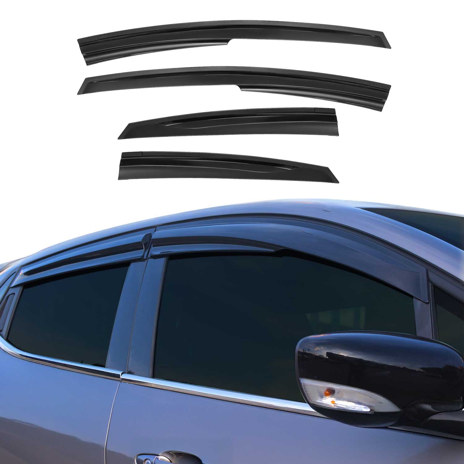 2012-2015 Toyota Prius Window Visor Vent Rain Deflector 4Pcs Smoke