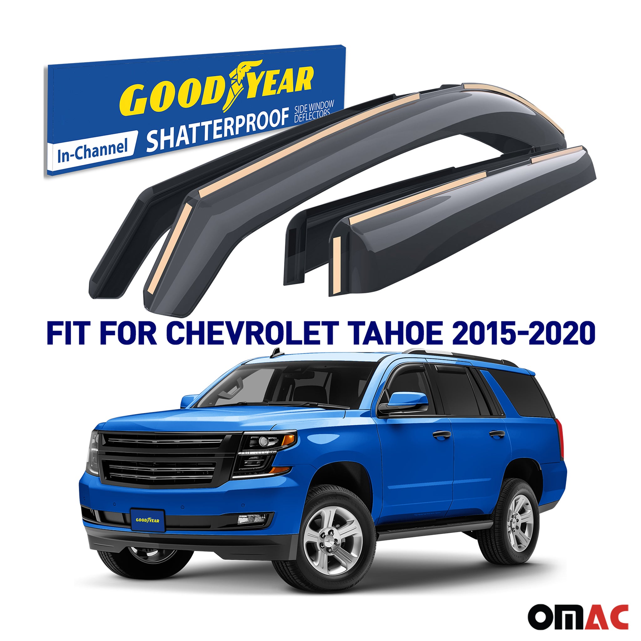 Goodyear Wind Deflectors for Cadillac Escalade 2015-2020 In-channel Smoke 4 pcs