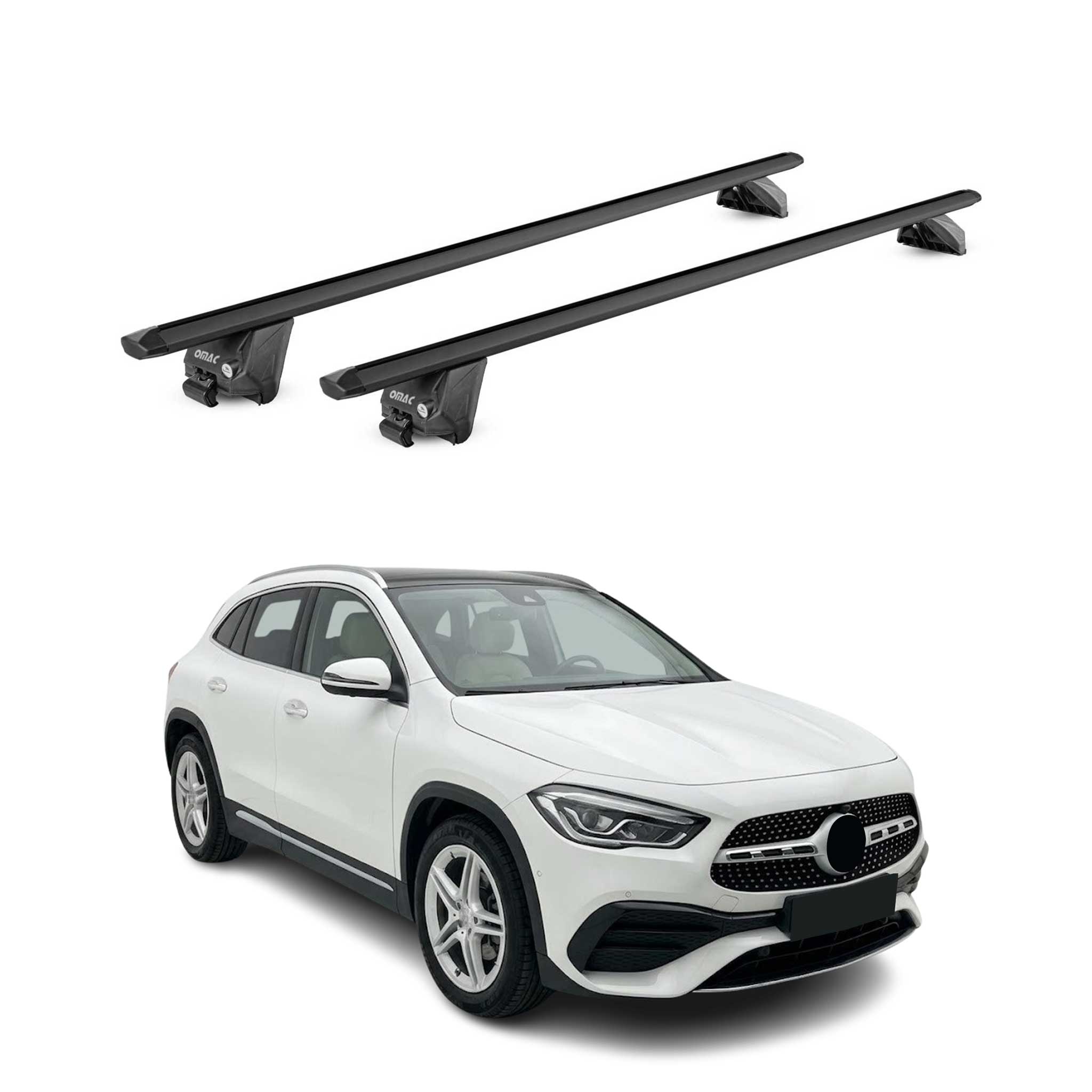 Roof Rack Cross Bars for Mercedes GLA Class H247 2021-2026 Aluminium Black 2x