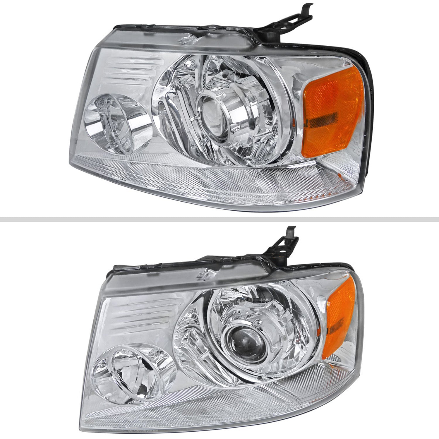2004-2008 Ford F-150/ 06-2008 Lincoln Mark LT Headlights Amber Reflectors Chrome