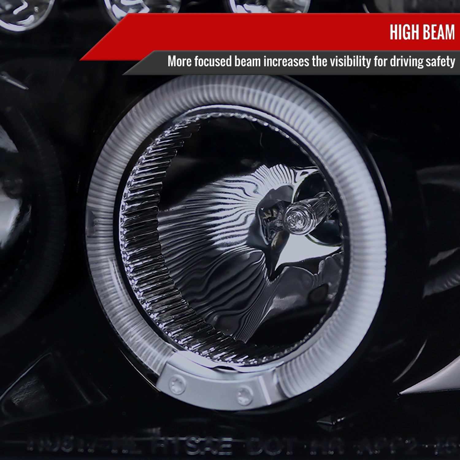 1994-2001 Dodge RAM 1500 2500 3500 Dual Halo Projector Headlights Black/Smoke