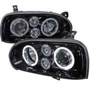 1993-1998 VW Golf Mk3/Cabrio Dual Halo Projector Headlights Black/Smoke