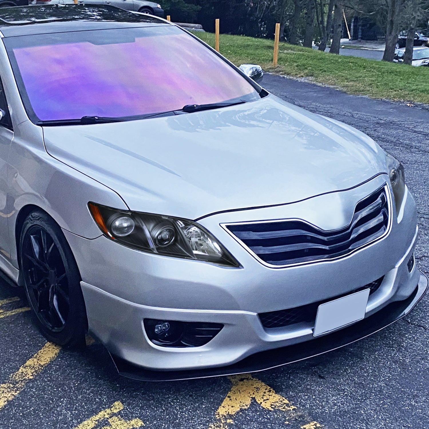 2007-2009 Toyota Camry Projector Headlights Amber Reflectors Matt Black/Clear