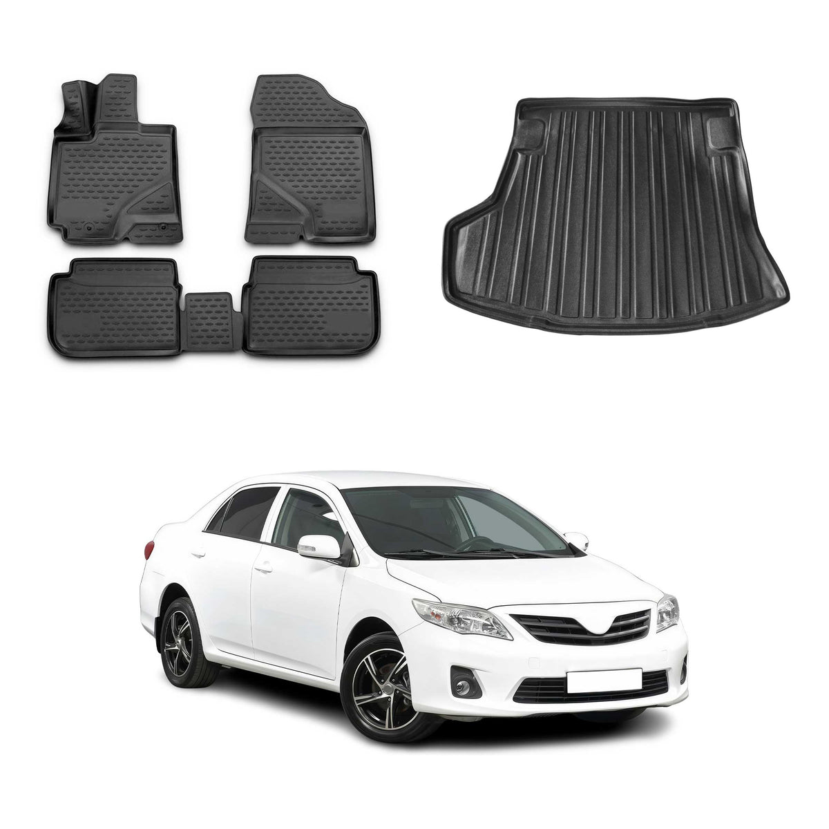 OMAC Floor Mats & Cargo Liners for Toyota Corolla 2009-2013 Sedan Black