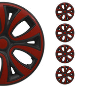ColorFlex Hub Caps Wheel Cover 14" Black Matt & Red Full Set 4 pcs.