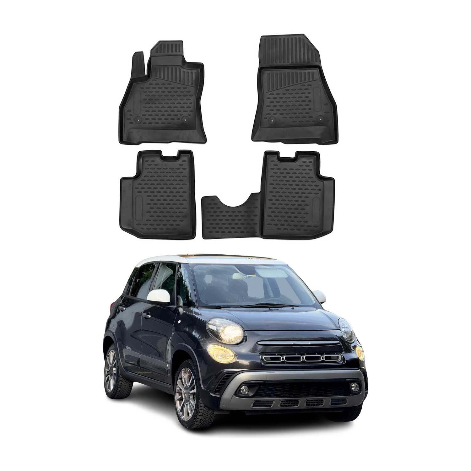 2014-2020 Fiat 500L Floor Mats Liners Full Set All Weather Black