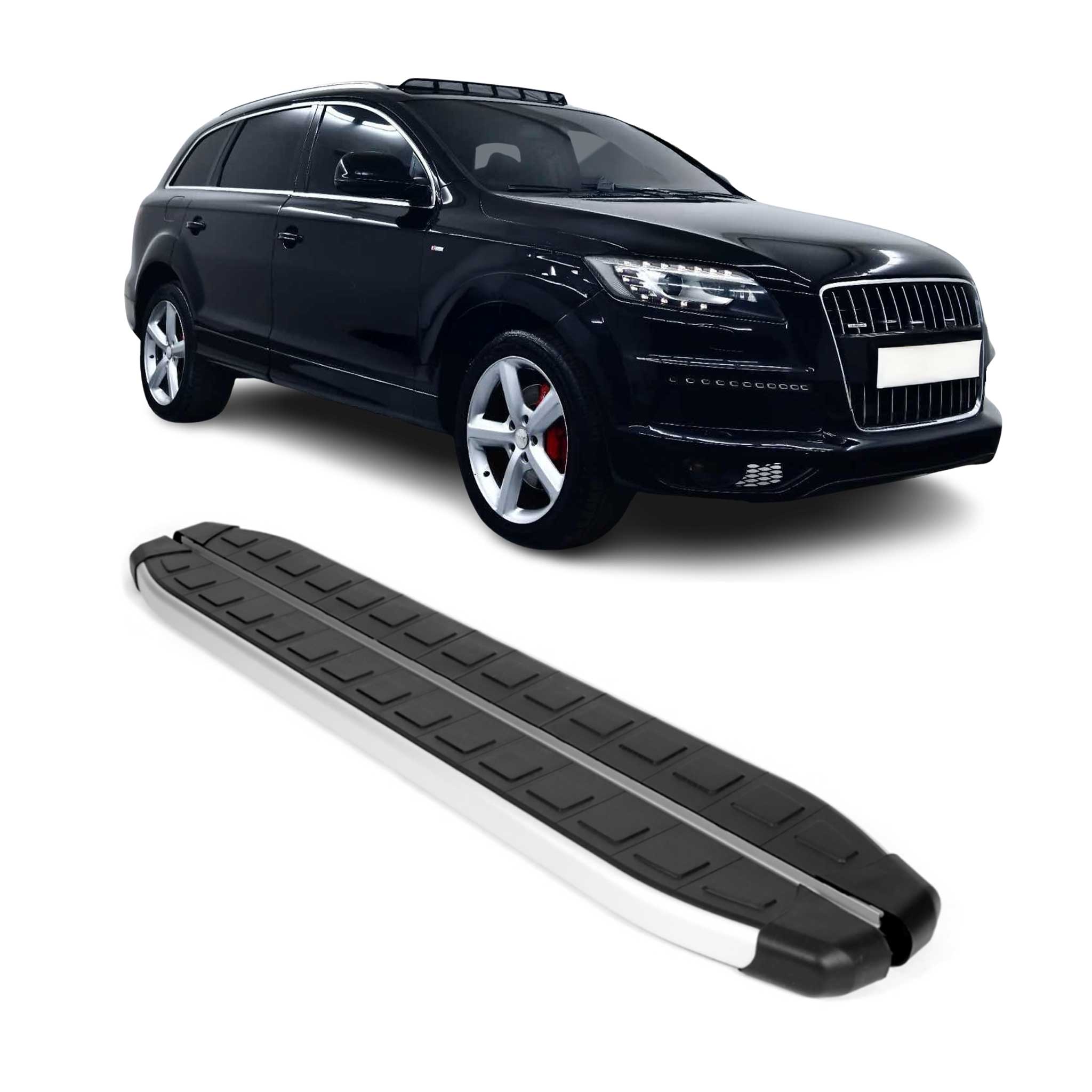 2007-2015 Audi Q7 Running Boards Side Steps Silver & Black