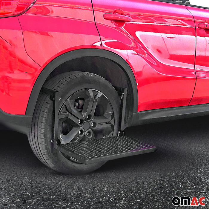 220Lbs Adjustable Tire Wheel Step Truck Ladder Platform for BMW X3 X5 Alu Black