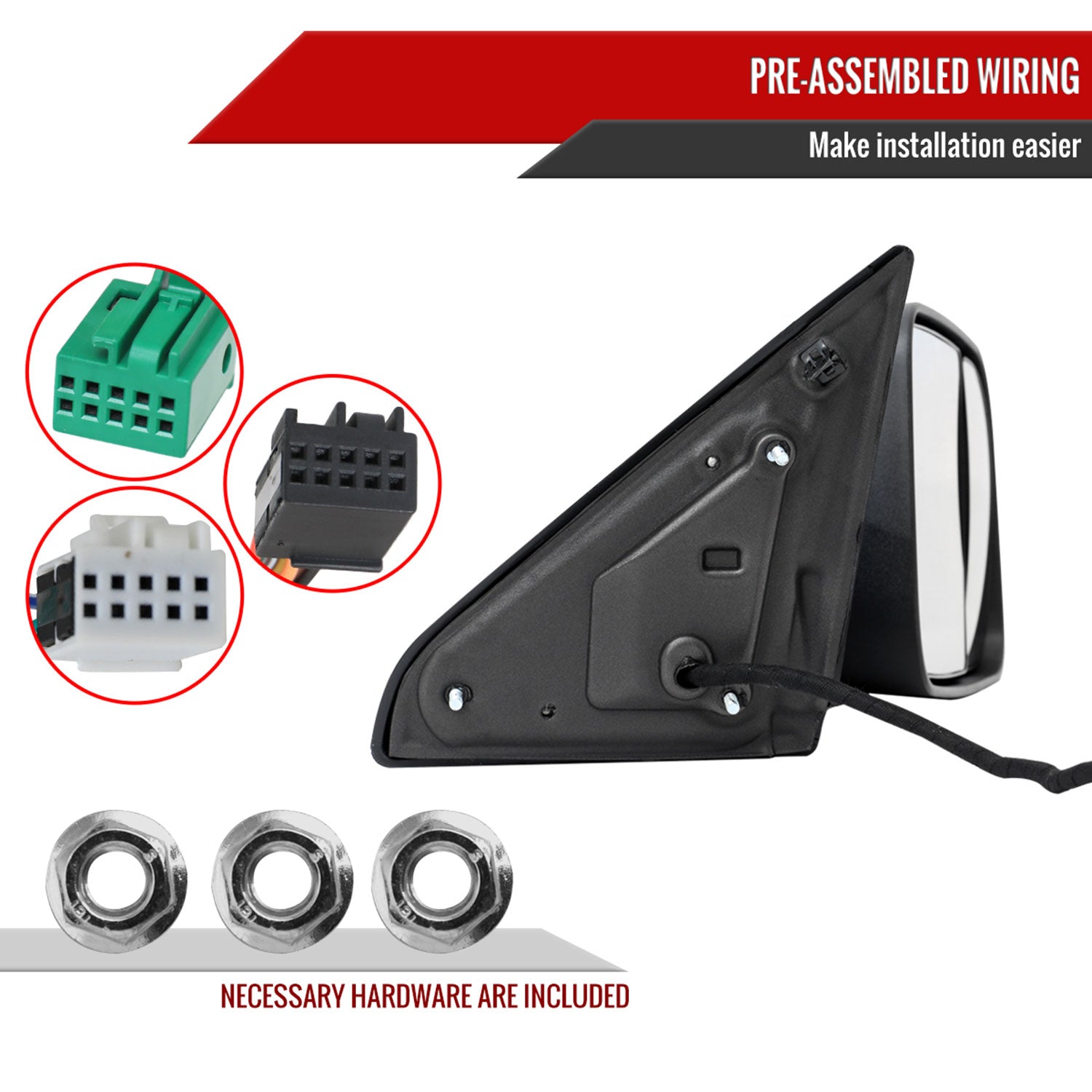 2019-2022 Ram 2500 3500 Black Auto-Fold Side Mirror & Turn Signal Passenger