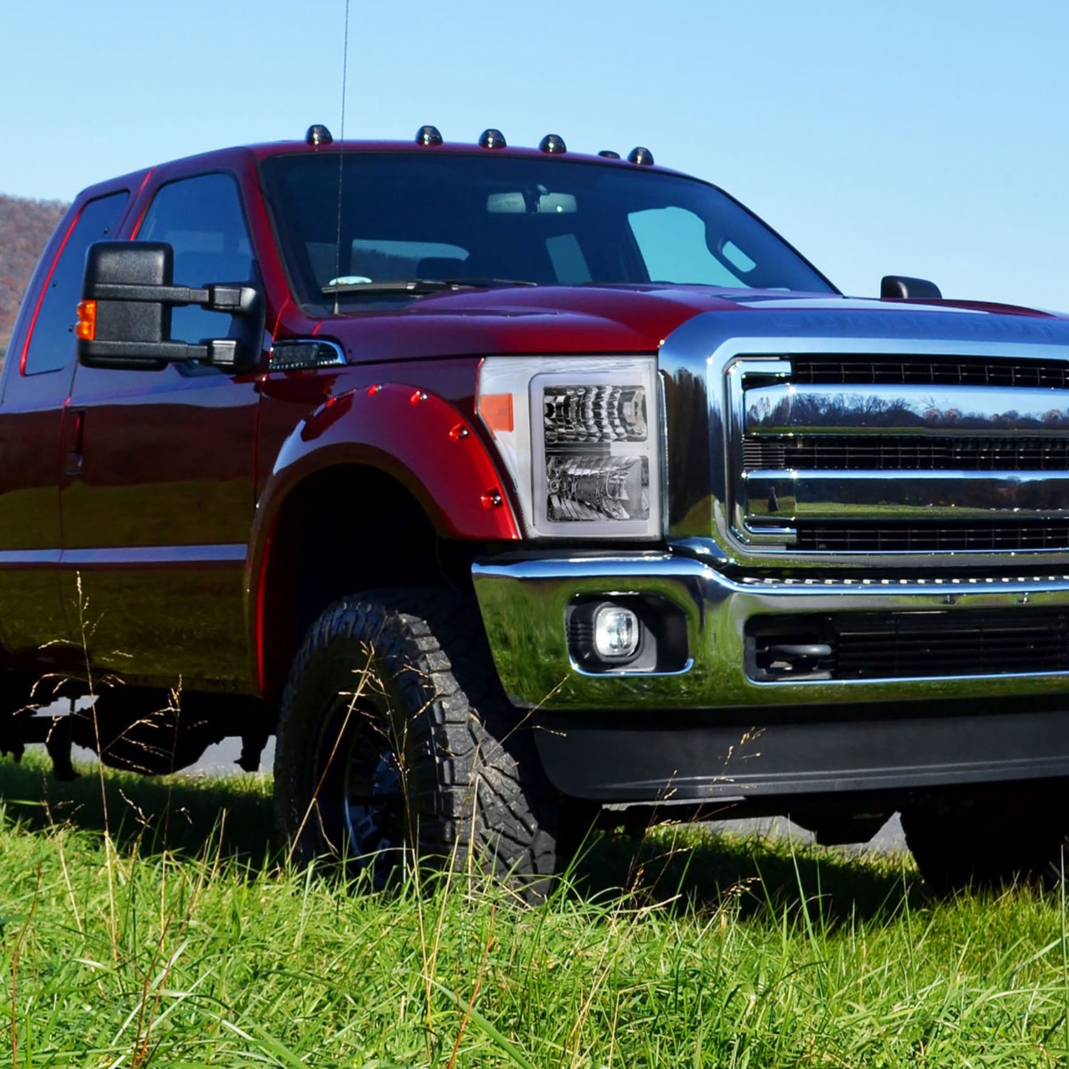 2011-2016 Ford F-250/350/450/550 Super Duty LED CBar Factory Headlights Chrome