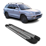 2007-2012 Hyundai Santa Fe Running Boards Side Steps Silver & Black