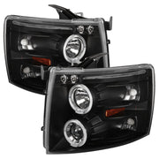 2007-2013 Chevy Silverado 1500 2500HD 3500HD Dual Halo Headlights Matte Black