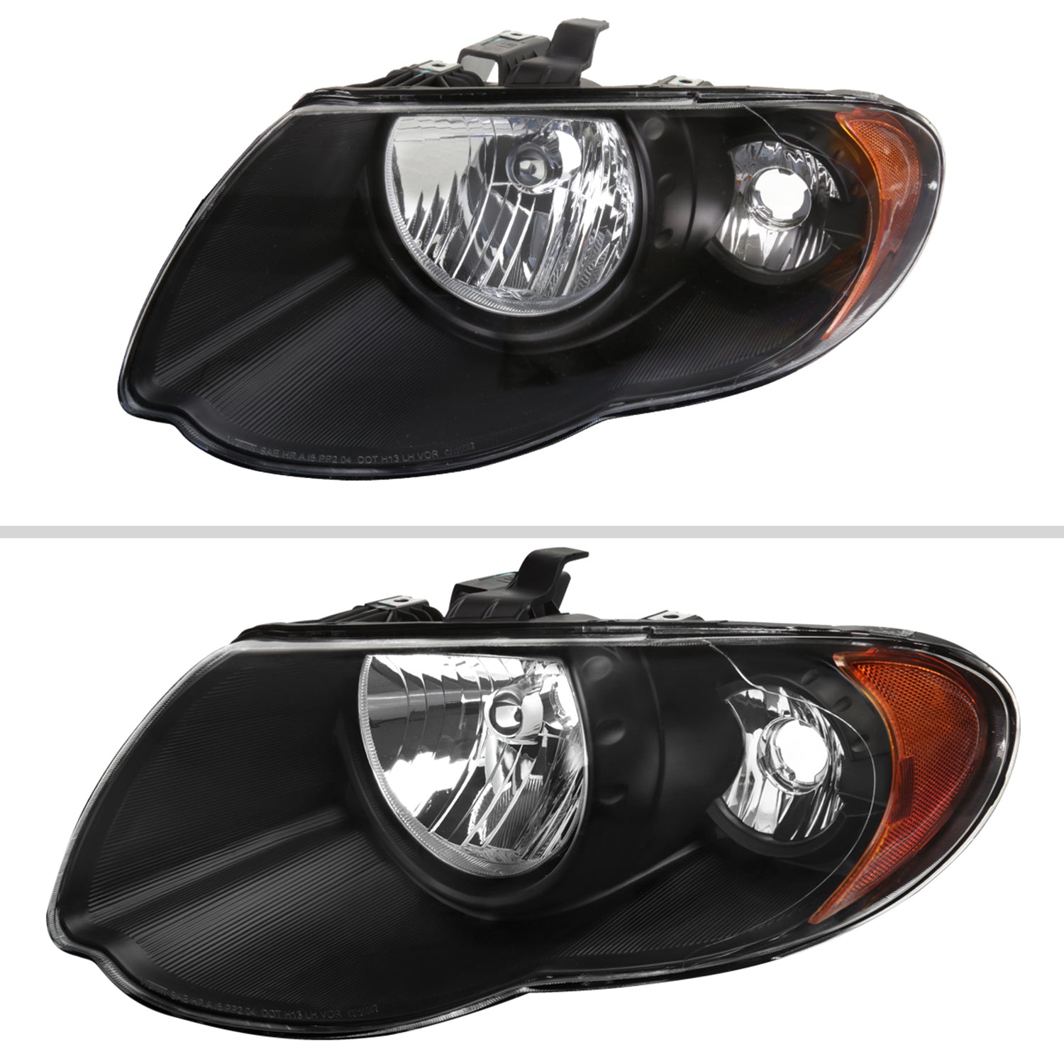 2005-2007 Chrysler Town & Country Factory Replacement Headlights Matt Black