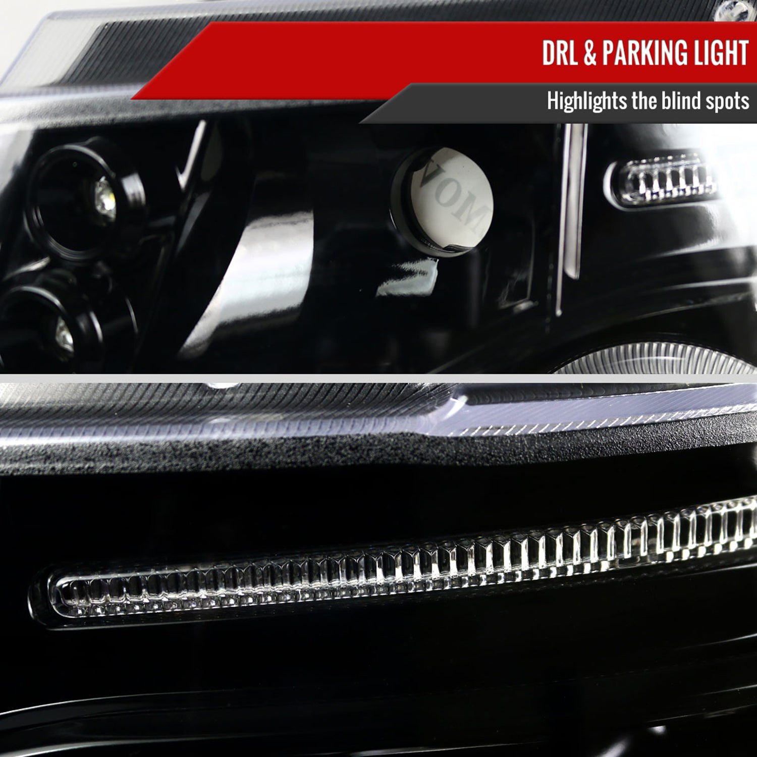 2007-2013 Chevy Avalanche/ 07-2014 Tahoe Suburban Dual Halo Headlights Jet Black
