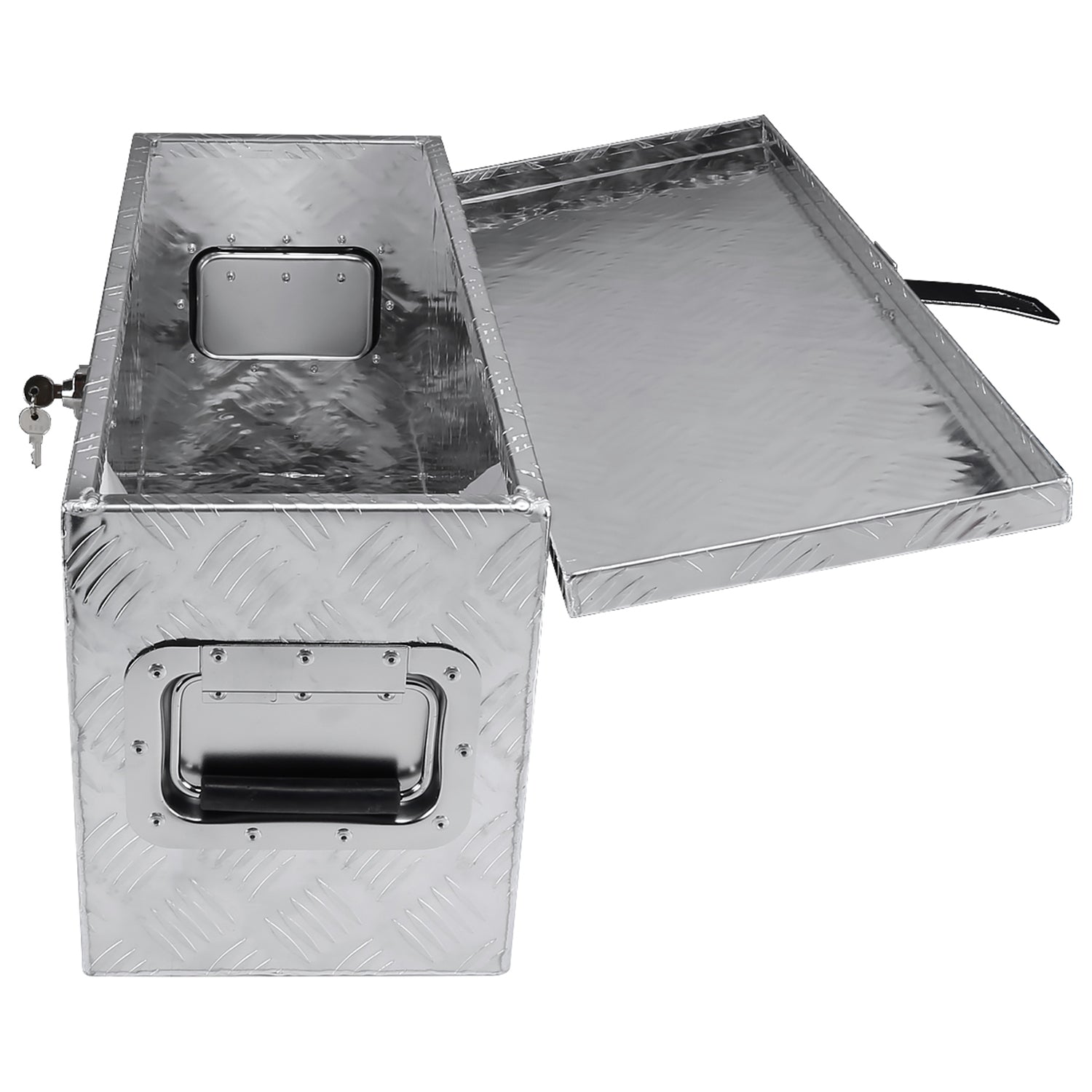 Universal 24" Heavy Duty Silver Alu Truck Tool Box w/ Side Handles Lock & Keys