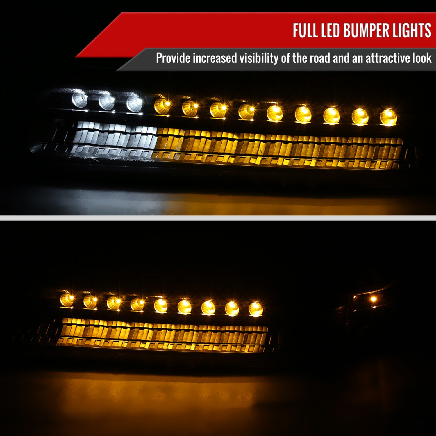 1999-2002 Chevy Silverado/ 00-2006 Tahoe Suburban LED Bumper Lights Matt Black