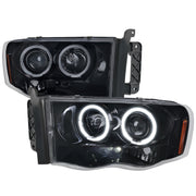 2002-2005 Dodge RAM 1500/ 03-2005 RAM 2500 3500 Dual Halo Headlights Smoke