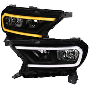 For Ford Ranger XL XLT 2019-2023 Factory Style Headlights LED Bar Turn Signal Glossy Black Housing Smoked Lens