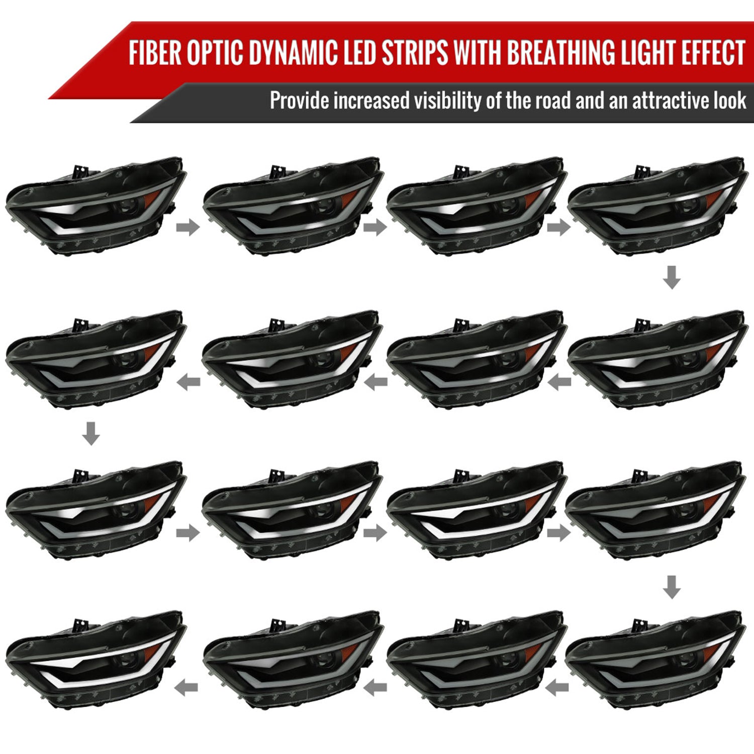 2015-2017 Ford Mustang/2018-2020 Shelby HID/Xenon LED Signal Headlights Smoke