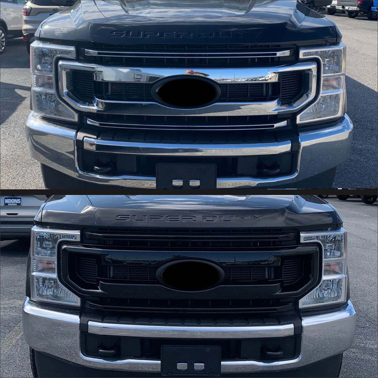 2020-2022 Ford F-250/350 Grille Overlay Gloss Black 3Pcs ABS Plastic