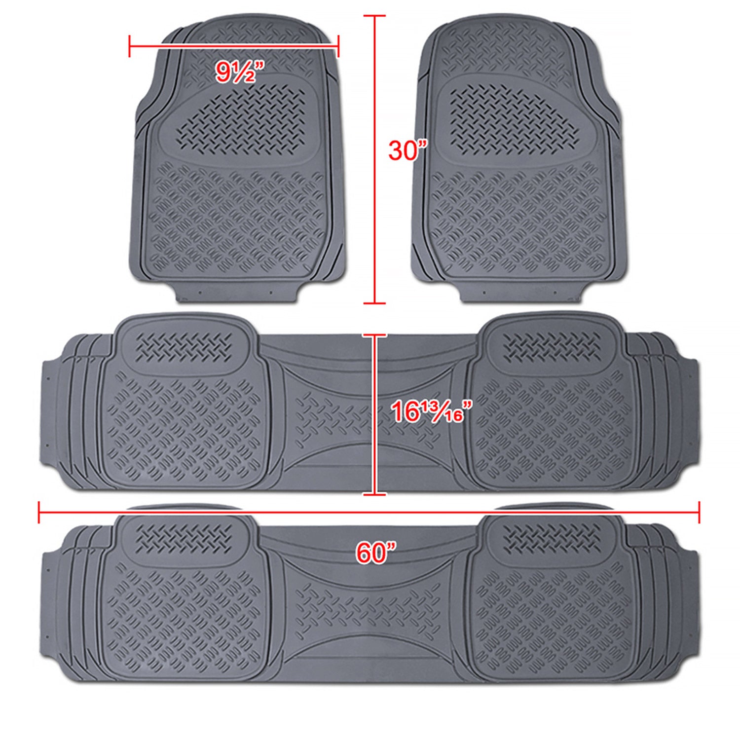 Universal fit Rubber NonSlip Car Floor Mats Liner All Weather 4Pcs Gray