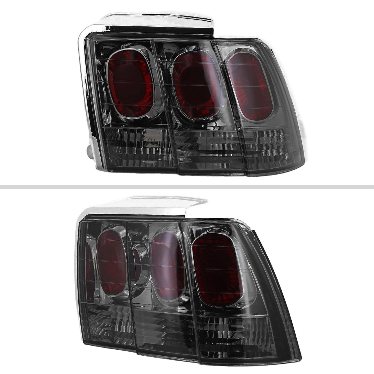 1999-2004 Ford Mustang Tail Lights Chrome Housing/Smoke Lens