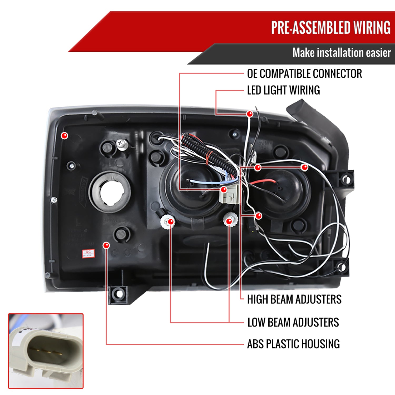 2005-2007 Dodge Dakota Dual Halo Projector Headlights Glossy Black/Smoke Lens