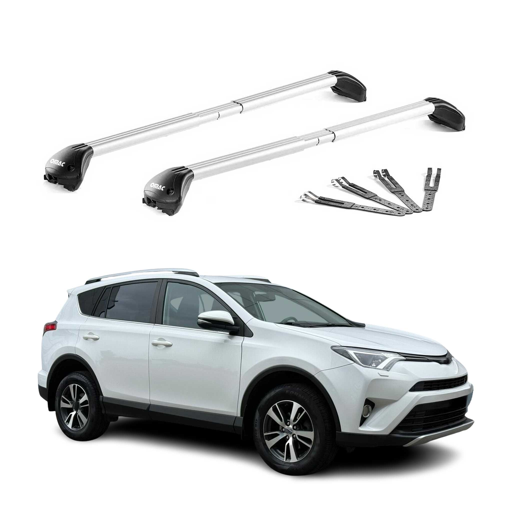 Roof Rack Cross Bars Luggage Carrier for Toyota RAV4 IV 2013-2018 Alu Silver