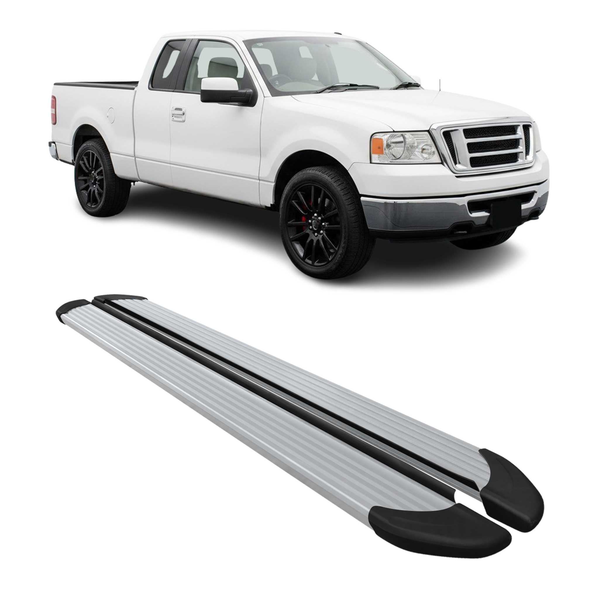 2004-2014 Ford F-150 Super Cab Nerf Bar Side Step Running Boards Alu 2x