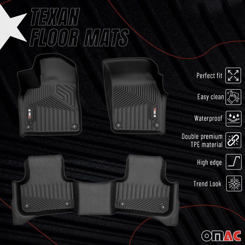 2018-2025 Audi Q7 Q8 SQ7 SQ8 Premium Floor Mats Liners First and Second Row Set Black