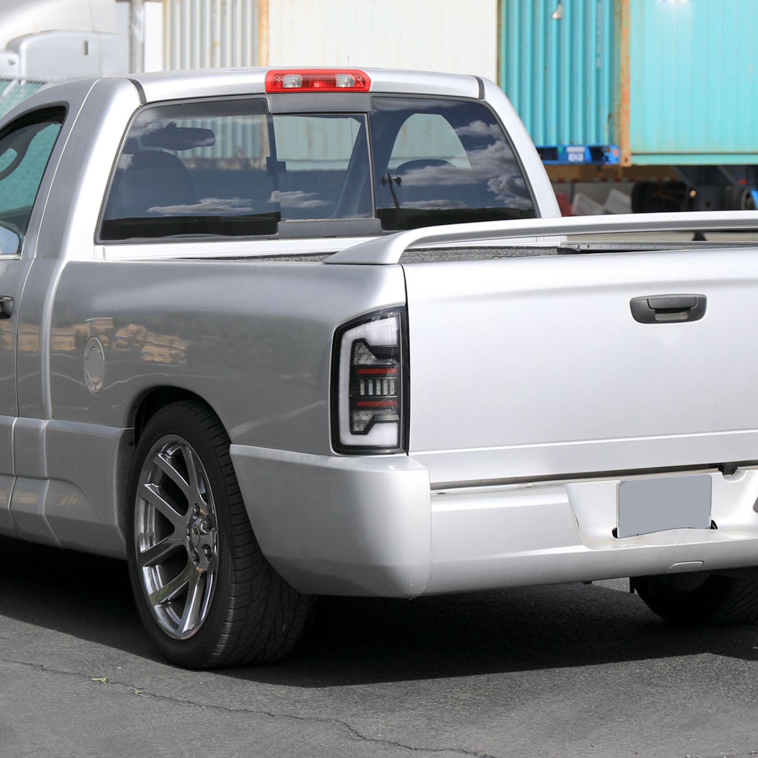 2002-2006 Dodge RAM 1500/2500/3500 White LED Bar Tail Lights Matte Black/Clear