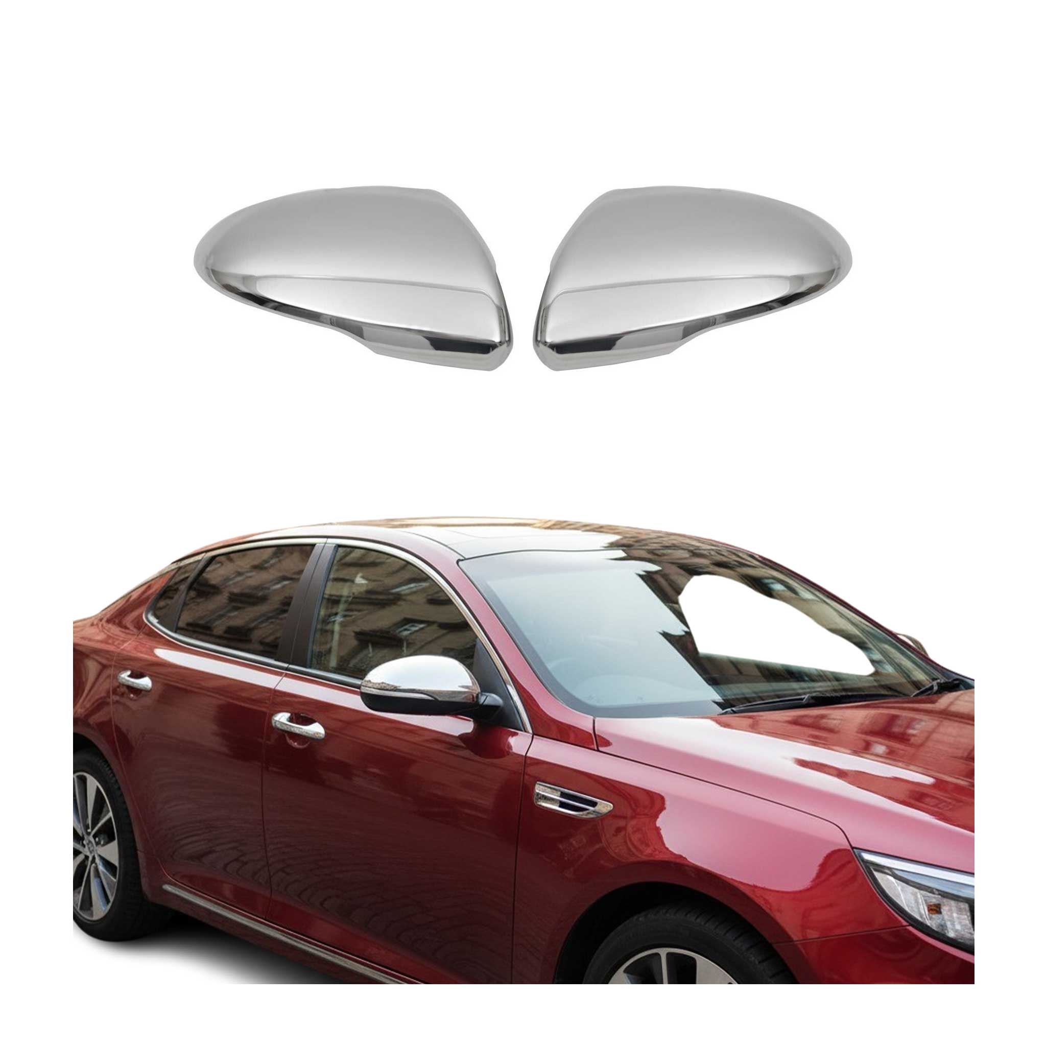 2016-2020 Kia Optima 4.gen Sedan Side Mirror Cover Caps Stainless Steel Silver 2 Pcs