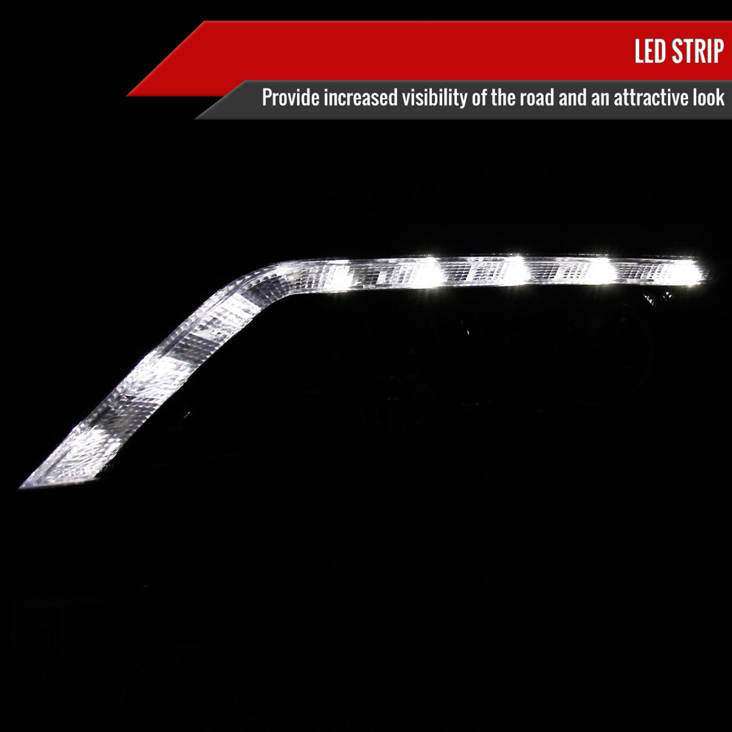 2010-2012 Ford Fusion Projector Headlights LED Light Strip Glossy Black/Smoke