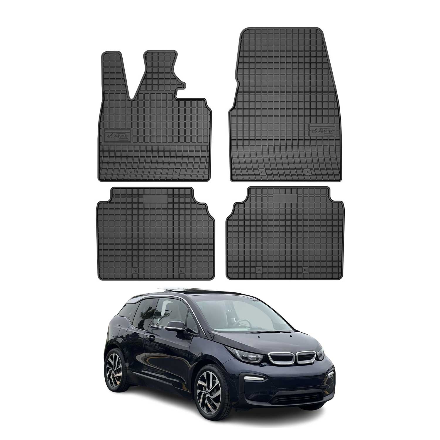 2014-2021 BMW i3 Floor Mats Liners Full Set All Weather Rubber Black