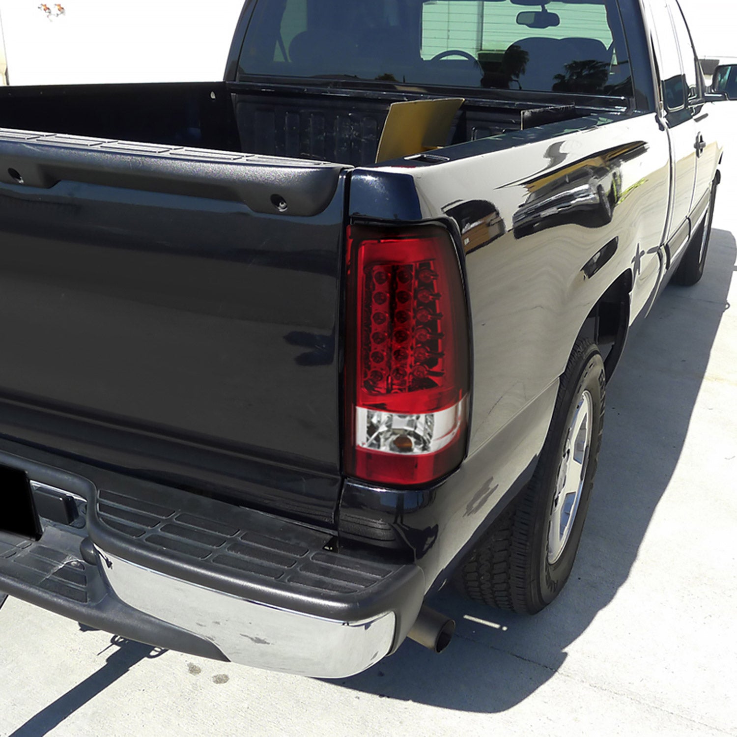 1999-2002 Chevy Silverado/ 1999-2006 GMC Sierra LED Tail Lights Chrome/Red Clear