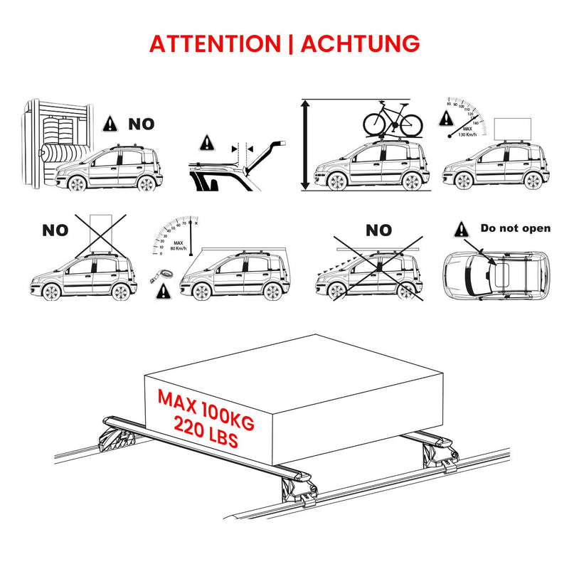 2020-2025 Ford Escape Roof Rack Cross Bars Black