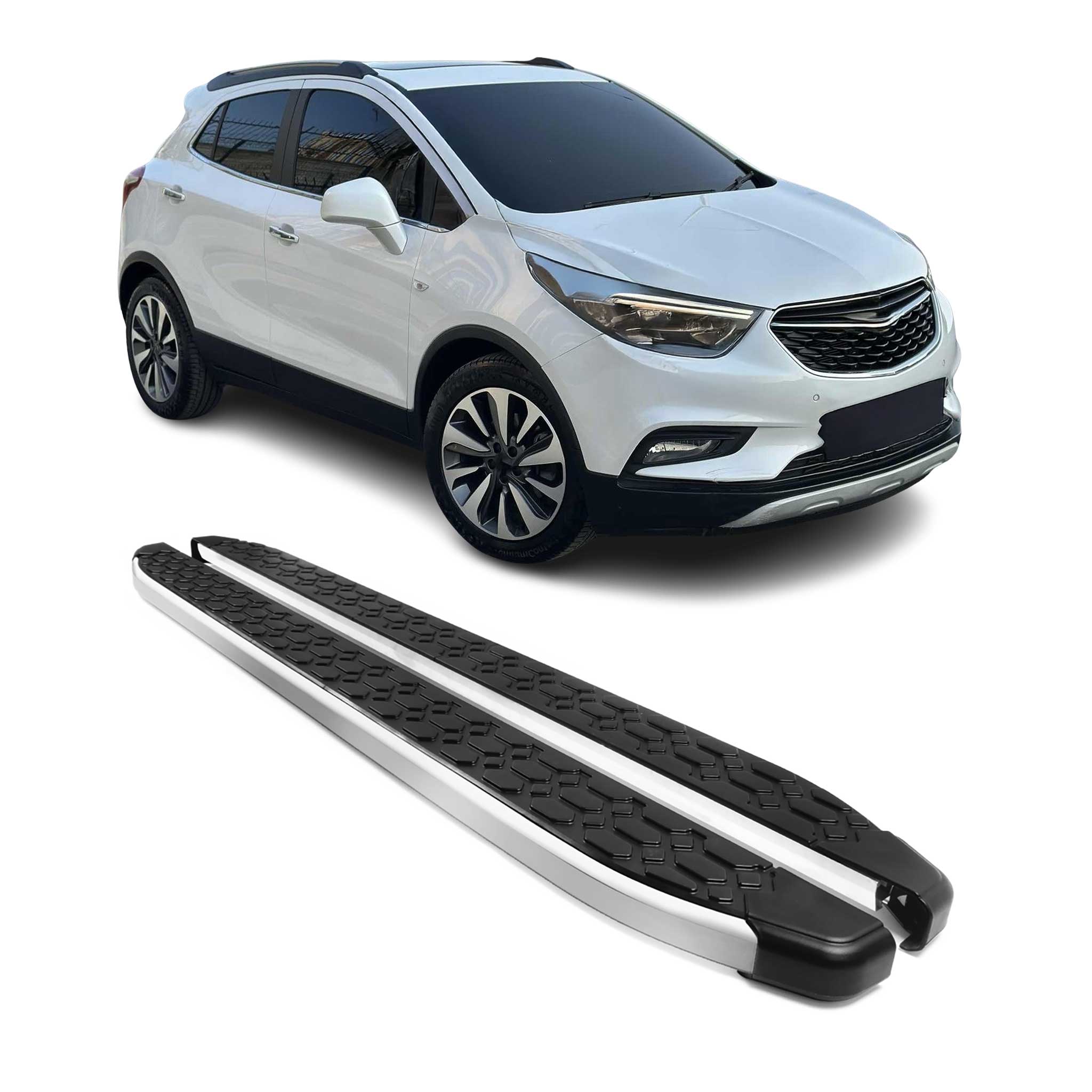 2013-2022 Buick Encore Running Boards Side Steps Silver & Black