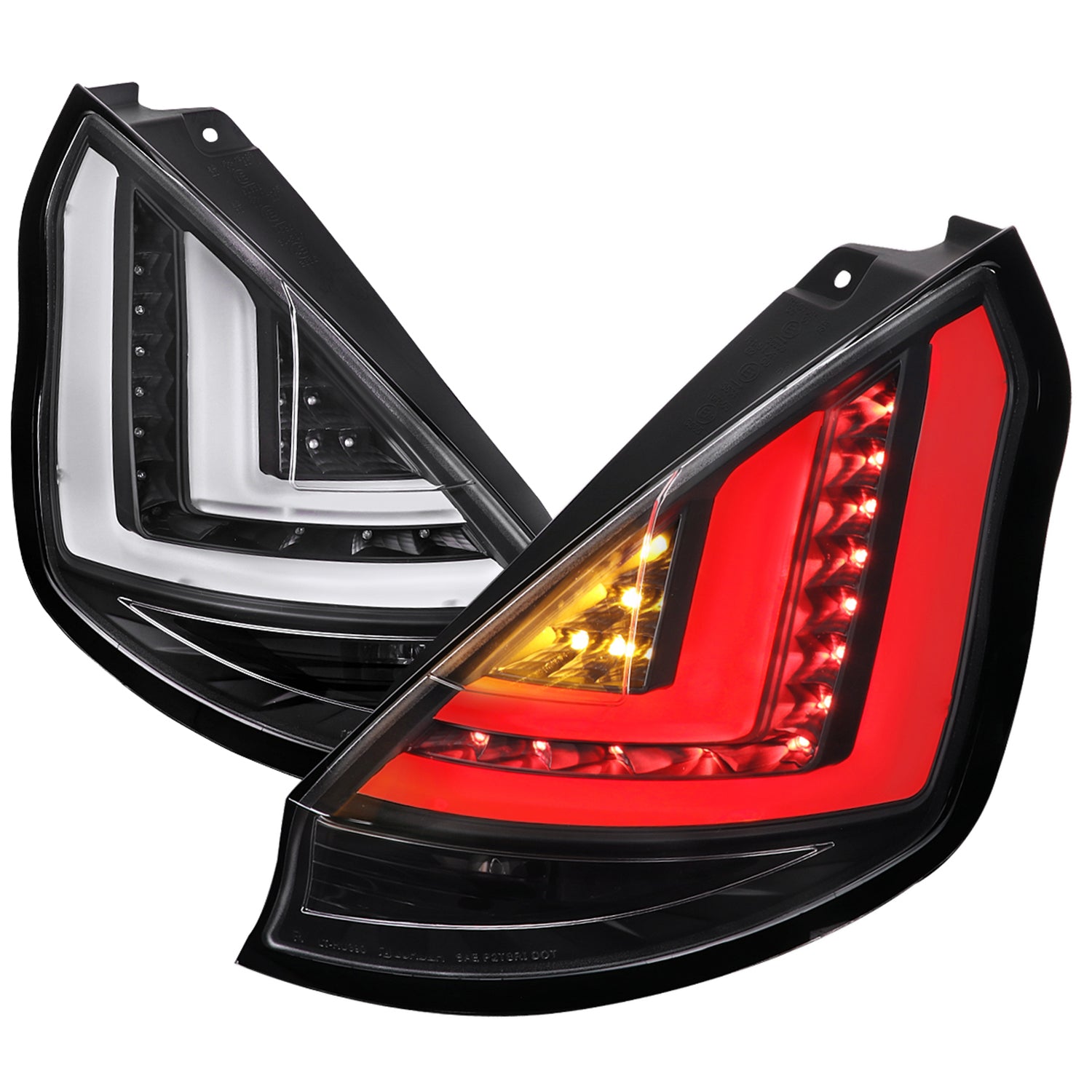 2014-2019 Ford Fiesta Hatchback LED Bar Tail Lights Matte Black/Clear Lens