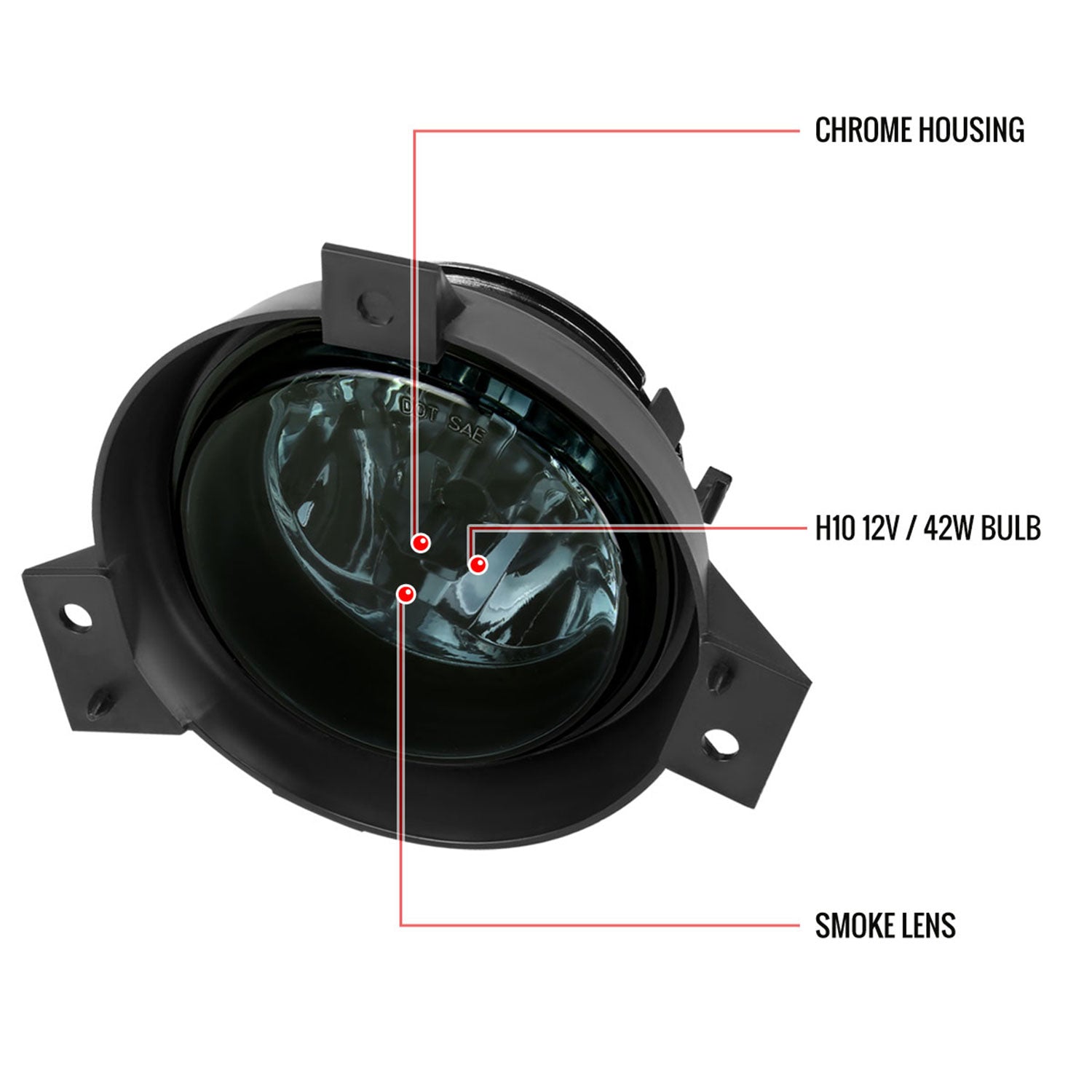 2001-2003 Ford Ranger H10 Fog Lights Chrome Housing/Smoke Lens