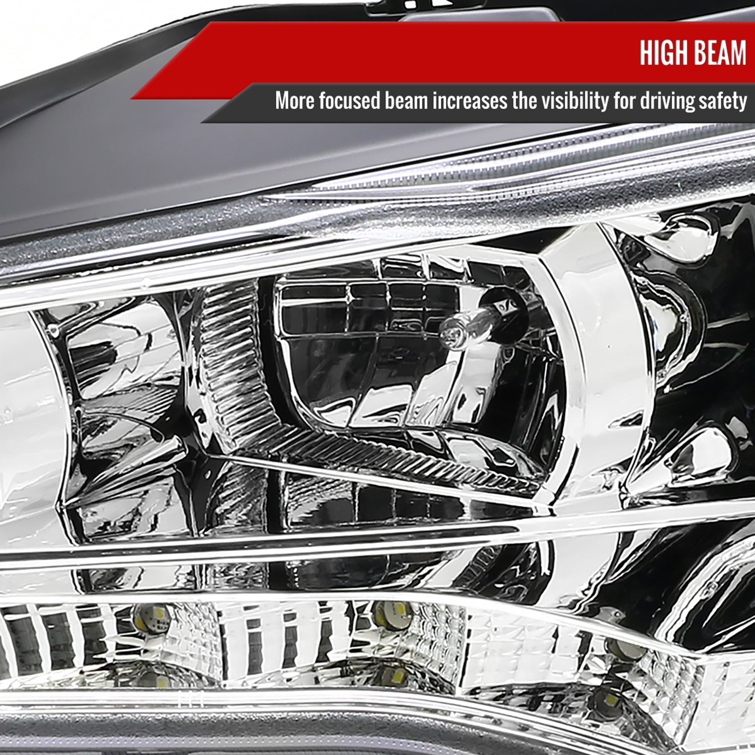 2008-2015 Mitsubishi Lancer EVO Projector Headlights SMD LED Light Chrome