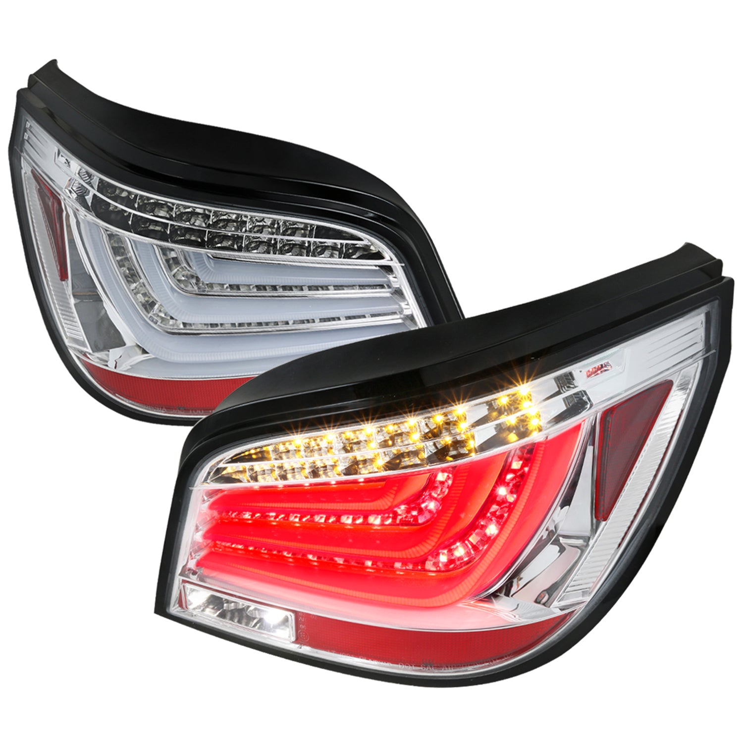 2004-2007 BMW E60 5 Series Sedan LED Tail Lights Chrome Housing/Clear Lens
